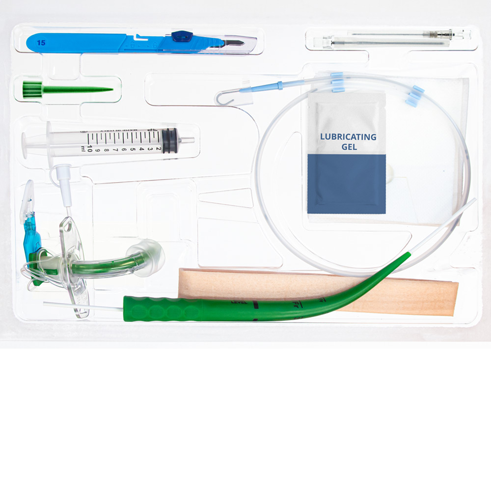 Ciaglia Single Dilator Technique kits with fixed flange tracheostomy tube
standard or for subglottic suctioning